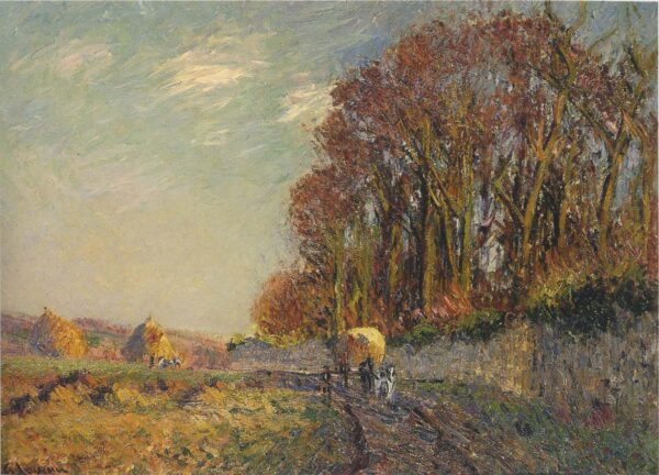 Cart in an Autumn Landscape by Gustave Loiseau, hand-painted oil reproduction