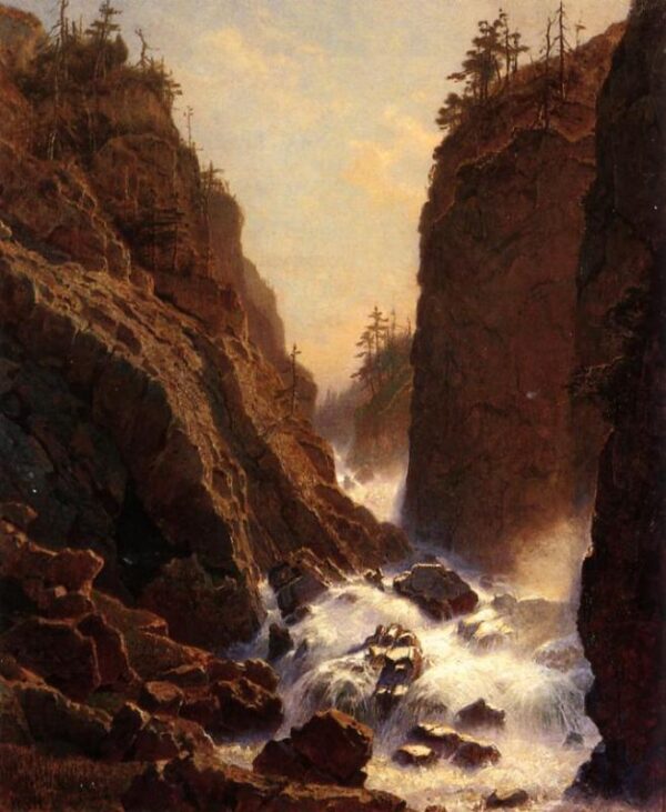 Cascade by William Stanley Haseltine, hand-painted oil reproduction
