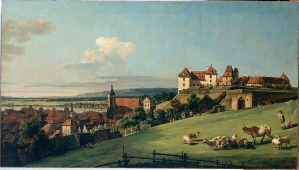 View of Pirna from the Sonnenstein Castle by Bernardo Bellotto, hand-painted oil painting reproduction