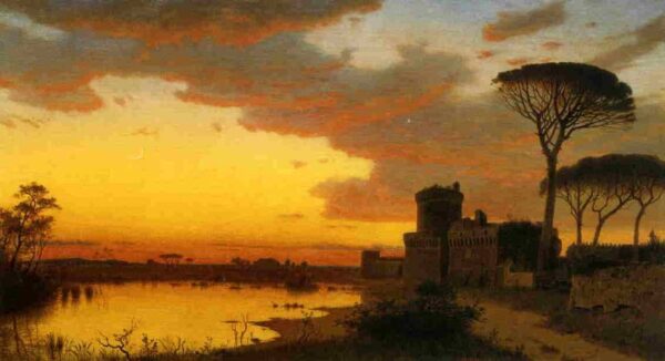 Castle at Ostia, Lazio, Italy by William Stanley Haseltine, hand-painted oil painting reproduction