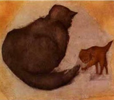 Cat and Kitten by Edward Burne-Jones, hand-painted oil reproduction