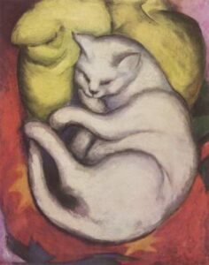 Cat on a Yellow Pillow by Franz Marc, hand-painted oil painting reproduction