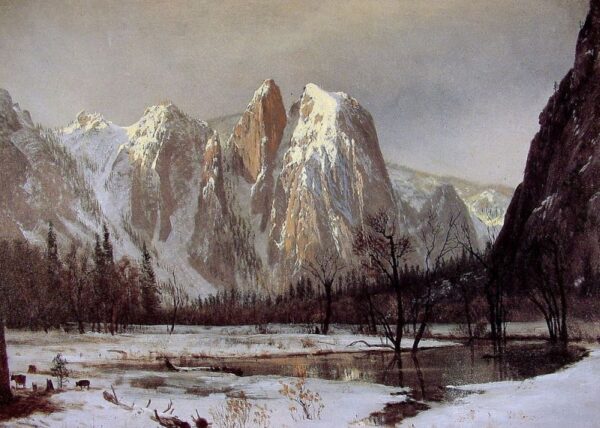 Cathedral Rock, Yosemite Valley, California by Albert Bierstadt, hand-painted oil painting reproduction