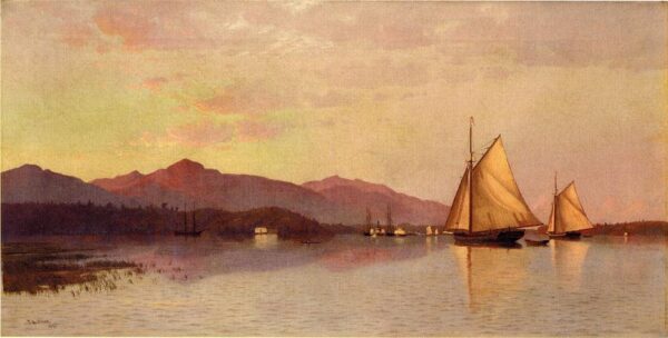 The Hudson River Looking Toward the Catskills by Francis Silva, hand-painted oil painting reproduction