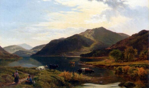 Cattle By A Lake by Sidney Richard Percy, hand-painted oil painting reproduction