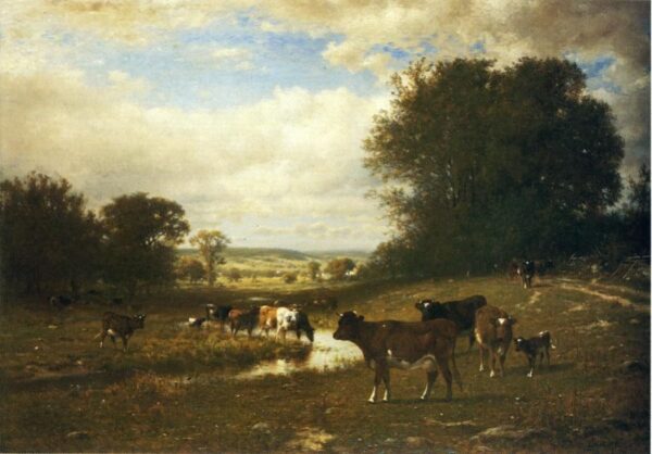 Cattle Grazing by James McDougal Hart, hand-painted oil painting reproduction