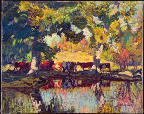Cattle by the Creek by J.E.H MacDonald, hand-painted oil painting reproduction