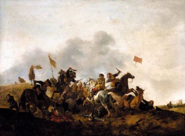 Cavalry Skirmish by Philips Wouwerman, hand-painted oil painting reproduction