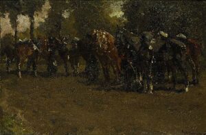 Cavalry at Rest by George Hendrik Breitner, hand-painted oil painting reproduction