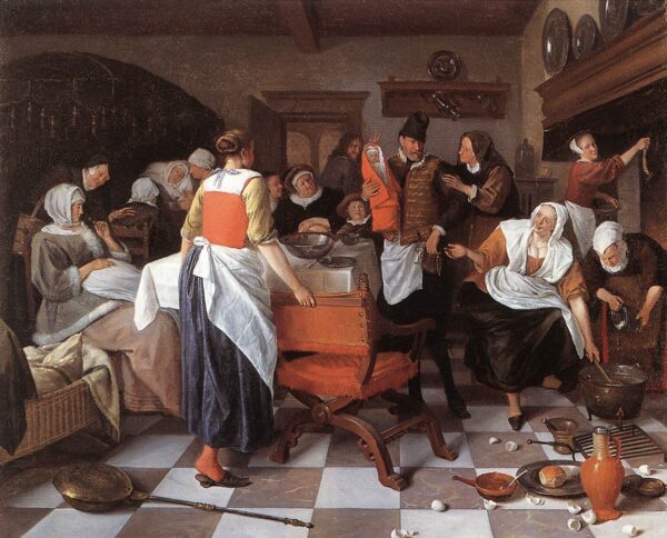 Celebrating the Birth by Jan Steen, hand-painted oil painting reproduction