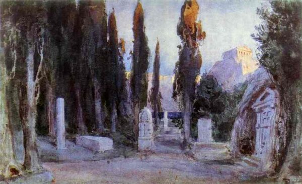 Cemetery by Vasiliy Polenov, hand-painted oil painting reproduction
