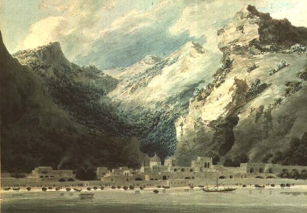 Cetera a Fishing Town on the Gulf of Salerno 1882 by John Robert Cozens, hand-painted oil painting reproduction