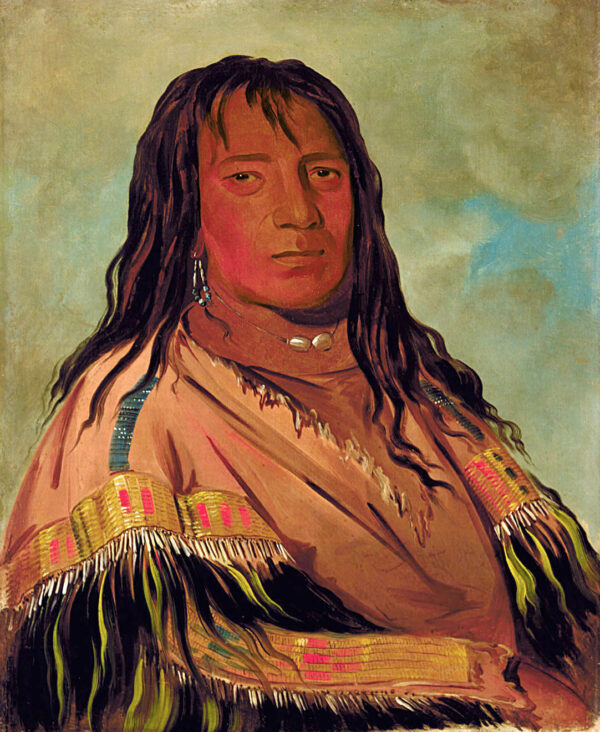 Cha tee wah nee che, No Heart, Chief of the Wah ne watch to nee nah Band by George Catlin, hand-painted oil painting reproduction