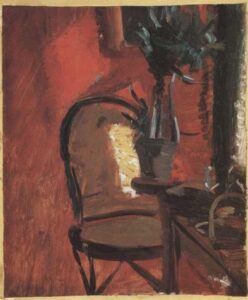 Chair with Plant before Red Wall by Anna Ancher, hand-painted oil painting reproduction