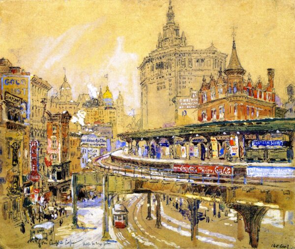 Chatham Square New York by Colin Campbell Cooper, hand-painted oil painting reproduction