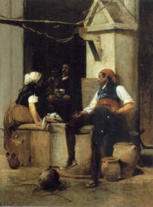 Chatting by the Fountain by Jehan Georges Vibert, hand-painted oil painting reproduction