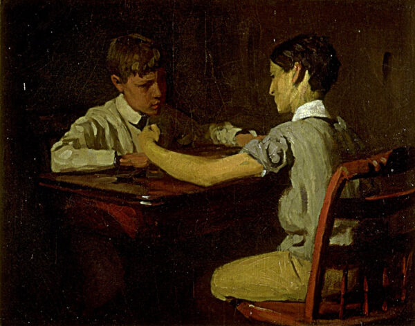 Checker Players by Thomas Pollock Anshutz, hand-painted oil painting reproduction