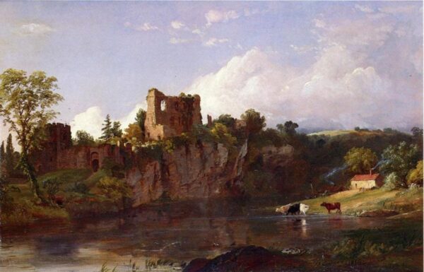 Chepstow Castle on the Wye by Jasper Francis Cropsey, hand-painted oil painting reproduction
