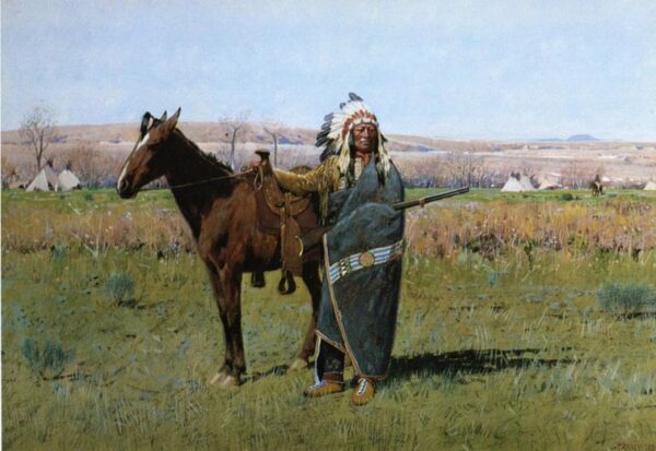 Chief Spotted Tail by Henry Farny, hand-painted oil painting reproduction