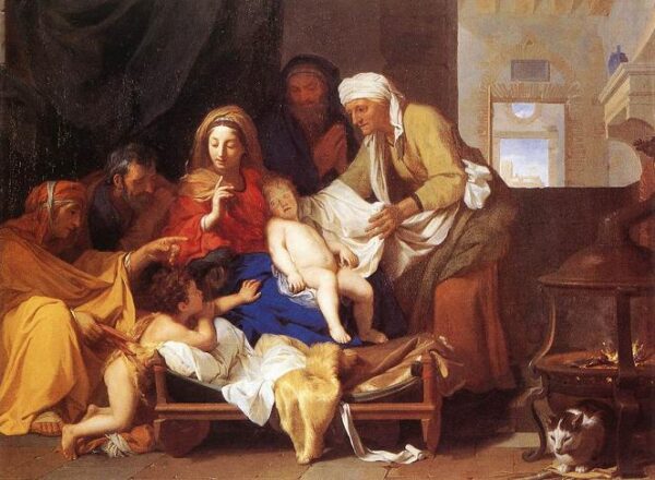 Holy Family With The Adoration Of The Child by Charles Le Brun, hand-painted oil painting reproduction