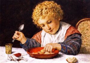 Child at a Table by Albert Anker, hand-painted oil painting reproduction