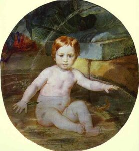 Child in a Swimming Pool Portrait of Prince A G Gagarin in Childhood by Karl Briullov, hand-painted oil painting reproduction