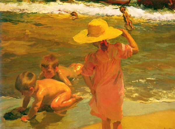 Children on the Seashore by Joaquin Sorolla y Bastida, hand-painted oil painting reproduction