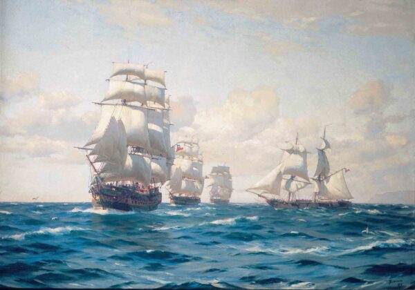 Chilean Armada by Thomas Jacques Somerscales, hand-painted oil painting reproduction