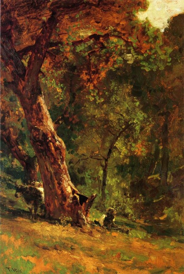 Chinese Man Tending Cattle by Thomas Hill, hand-painted oil painting reproduction