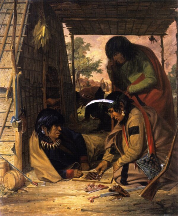 Chippewa Indians Playing Checkers by Seth Eastman, hand-painted oil painting reproduction