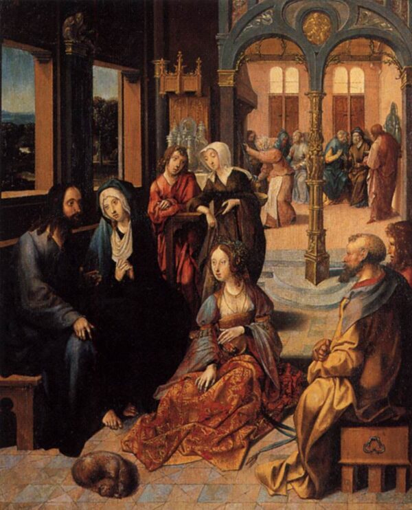 Christ in the House of Martha and Mary by Cornelis Engelbrechtsz, hand-painted oil painting reproduction