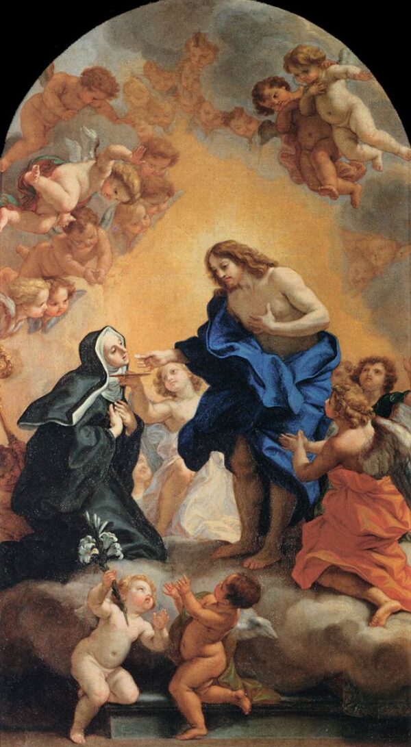 A Blessed Abbes Receiving the Host from the Hands of Christ by Baciccio, hand-painted oil painting reproduction