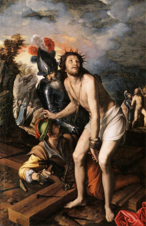 Christ Being Nailed to the Cross by Vincenzo Campi, hand-painted oil painting reproduction