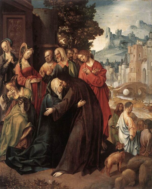 Christ Taking Leave of his Mother by Cornelis Engelbrechtsz, hand-painted oil painting reproduction