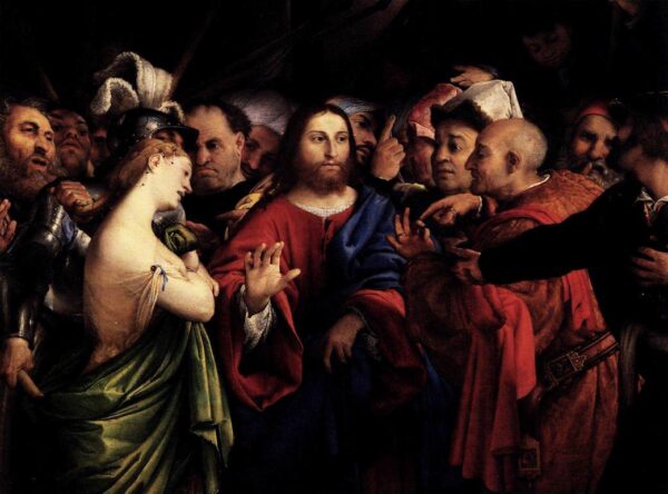Christ and the Adulteress by Lorenzo Lotto, hand-painted oil painting reproduction