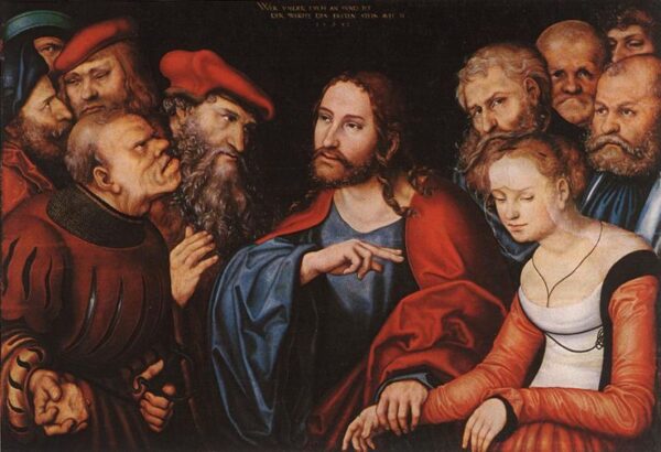 Christ and the Adulteress by Lucas Cranach the Elder, hand-painted oil painting reproduction