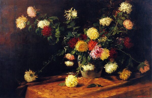 Chrysanthemums by Mathias J Alten, hand-painted oil painting reproduction