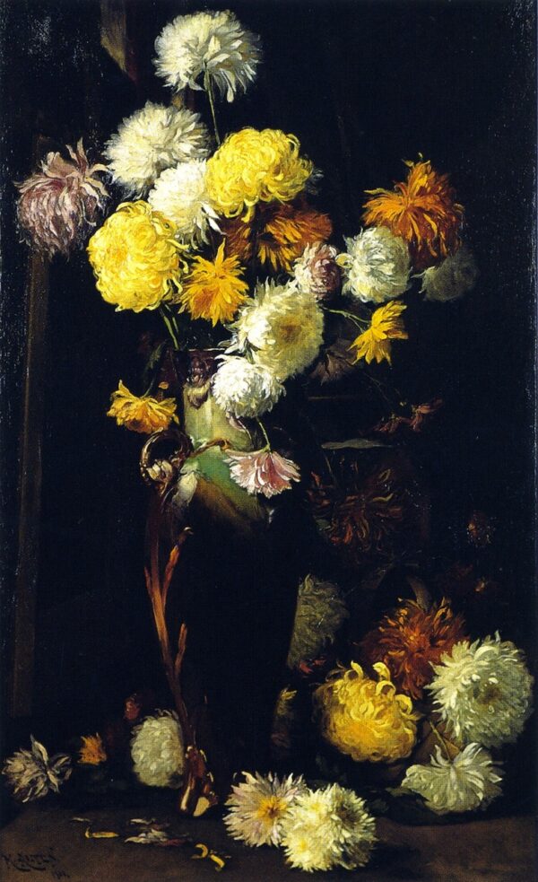 Chrysanthemums b by Mathias J Alten, hand-painted oil painting reproduction