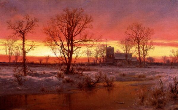 Church at Dusk by Louis-Remy Mignot, hand-painted oil painting reproduction