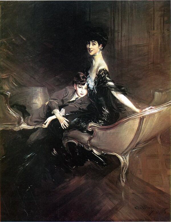 Consuelo, Duchess of Marlborough, With Her Son Ivor Spencer-Churchill by Giovanni Boldini, hand-painted oil painting reproduction