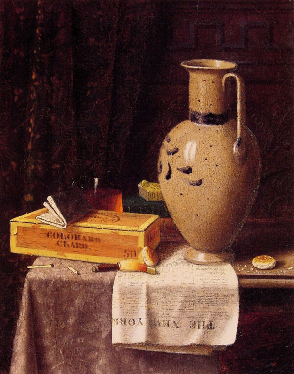 Cigar Box Pitcher and New York Herald by William Michael Harnett, hand-painted oil painting reproduction