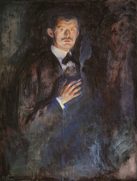 Self-Portrait with a Burning Cigarette by Edvard Munch, hand-painted oil reproduction