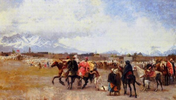Powder Play, City of Morocco, Outside the Walls by Edwin Lord Weeks, hand-painted oil painting reproduction