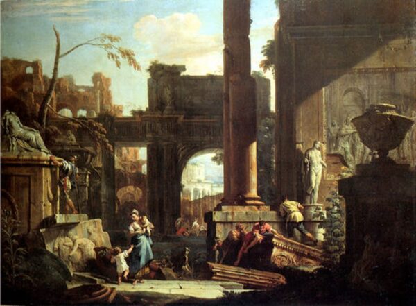 Classical Ruins and Figures by Sebastiano Ricci, hand-painted oil painting reproduction