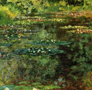 Water Lilies yellow green by Claude Monet, hand-painted oil painting reproduction