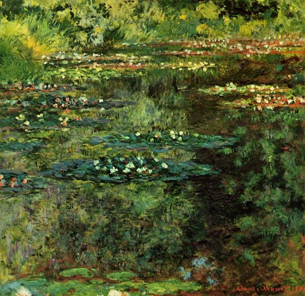 Water Lilies yellow green by Claude Monet, hand-painted oil reproduction