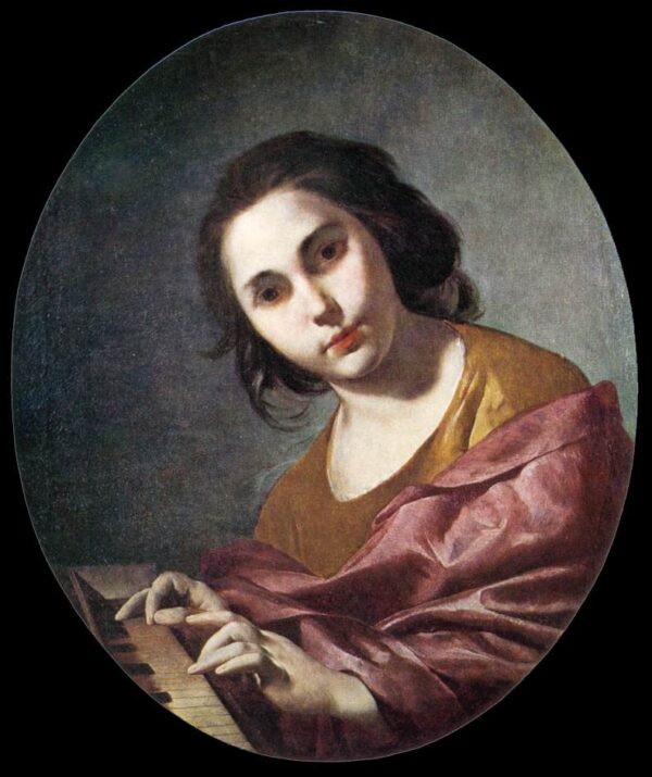 Clavichord Player by Bernardo Cavallino, hand-painted oil painting reproduction