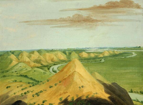 Clay Bluffs, Twenty Miles above the Mandans by George Catlin, hand-painted oil painting reproduction