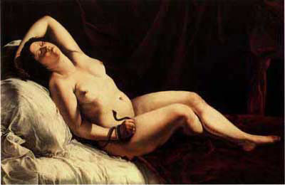 Cleopatra by Artemisia Gentileschi, hand-painted oil reproduction