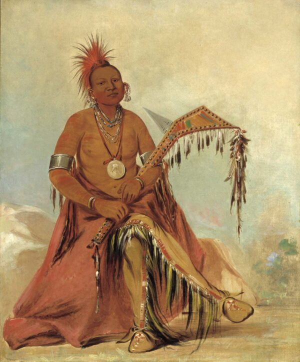 Cler mont, First Chief of the Tribe by George Catlin, hand-painted oil painting reproduction